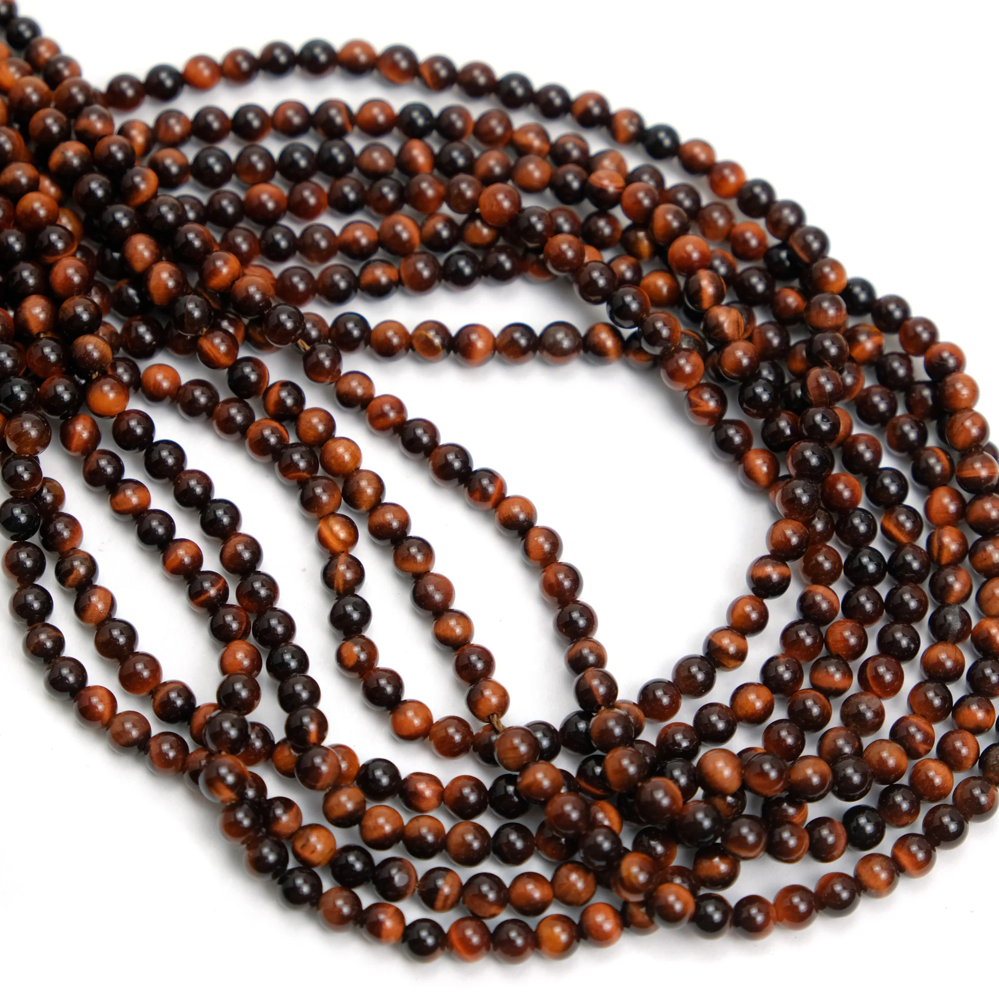 Red Tiger's Eye 4mm Smooth Rounds - Image 2