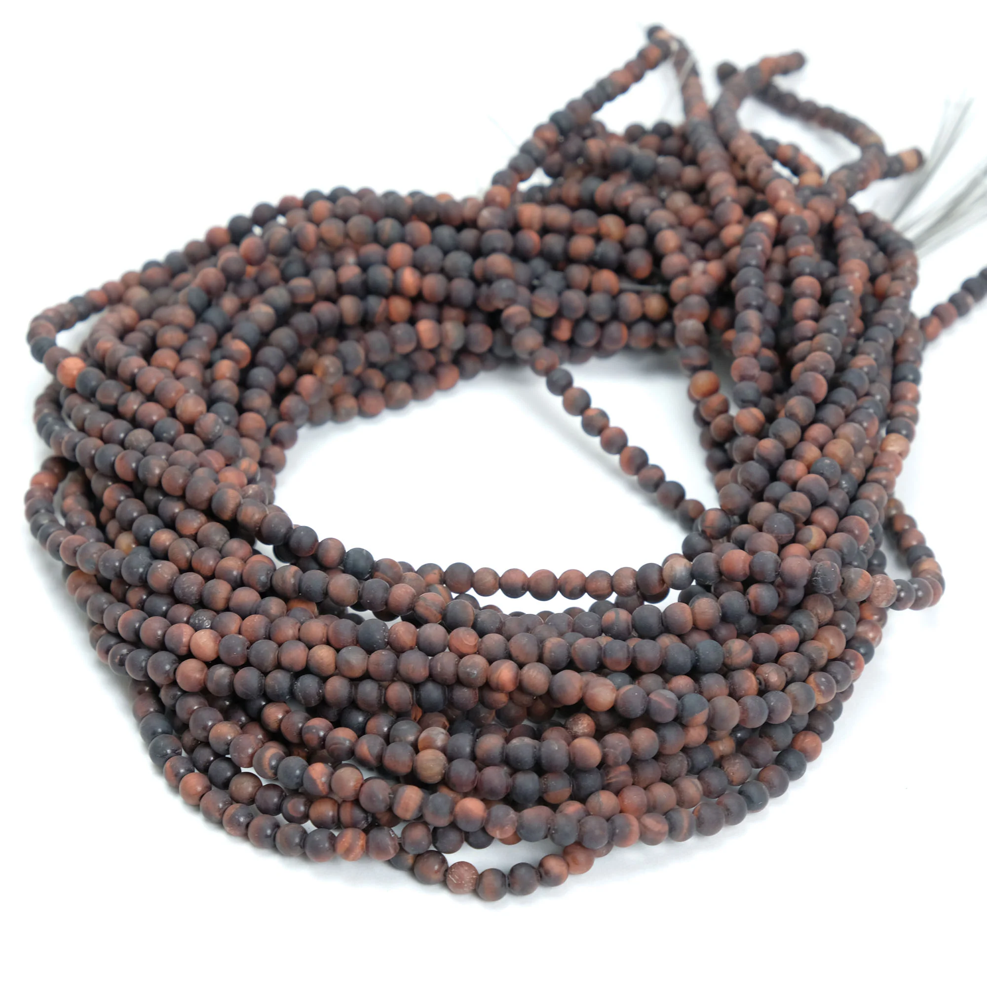 Red Tiger's Eye 5mm Matte Smooth Rounds - Image 2