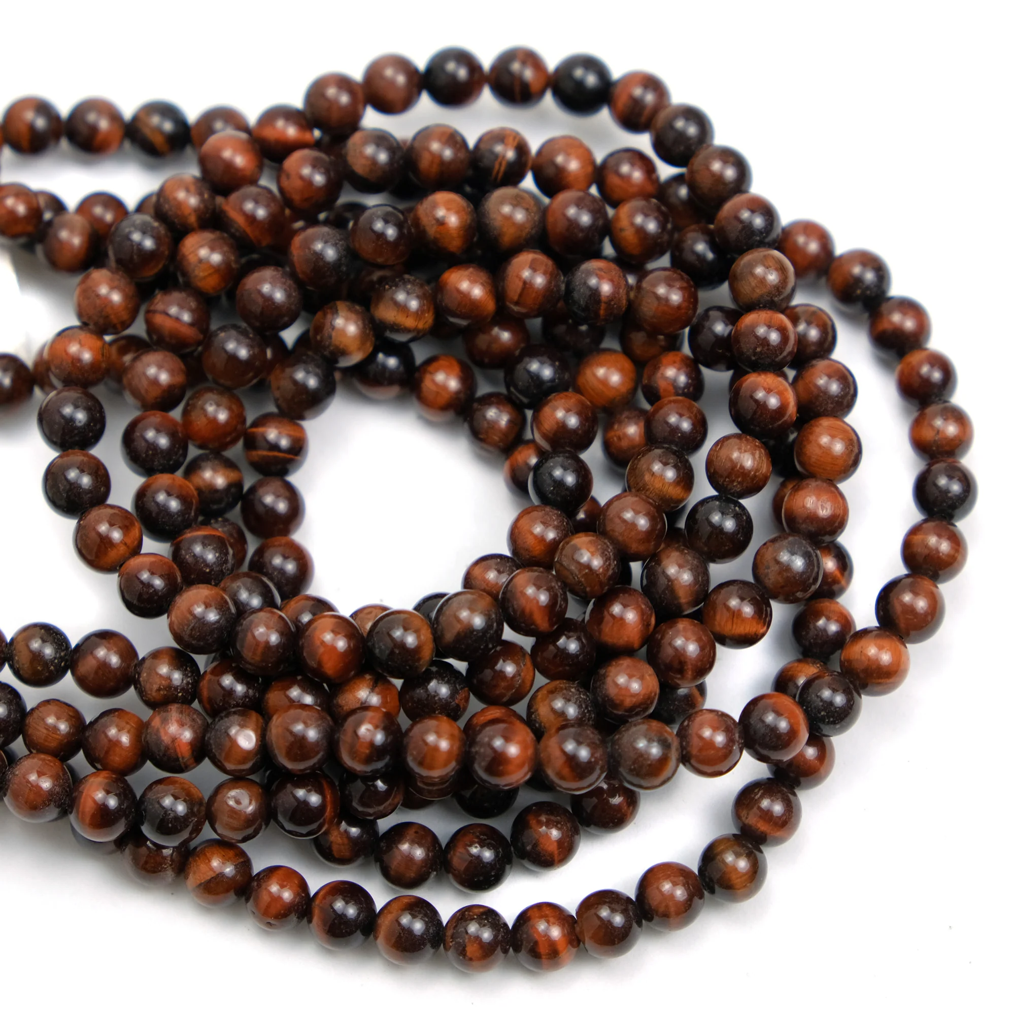 Red Tiger's Eye 6mm Smooth Rounds - Image 2