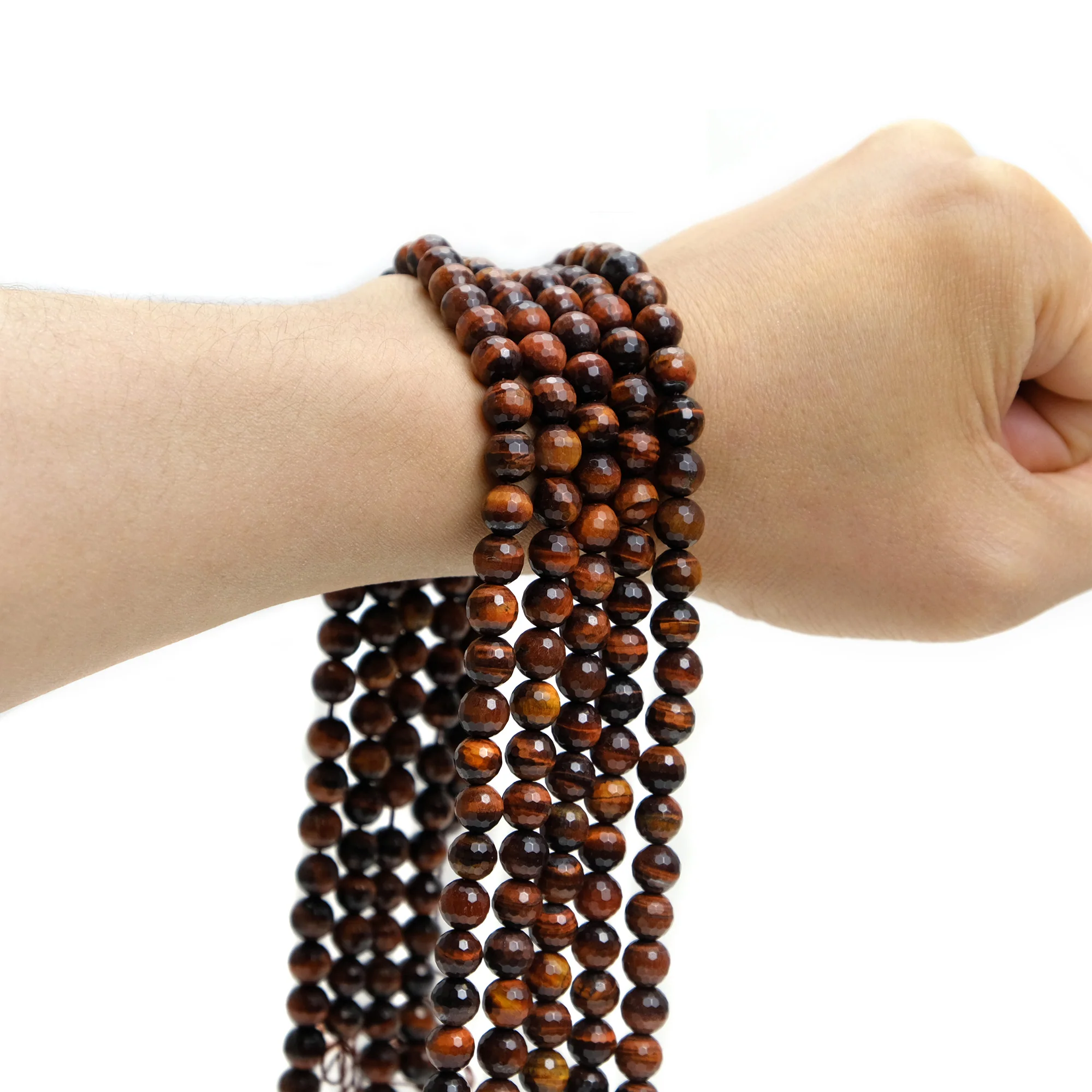 Red Tiger's Eye 8mm Faceted Rounds - Image 2