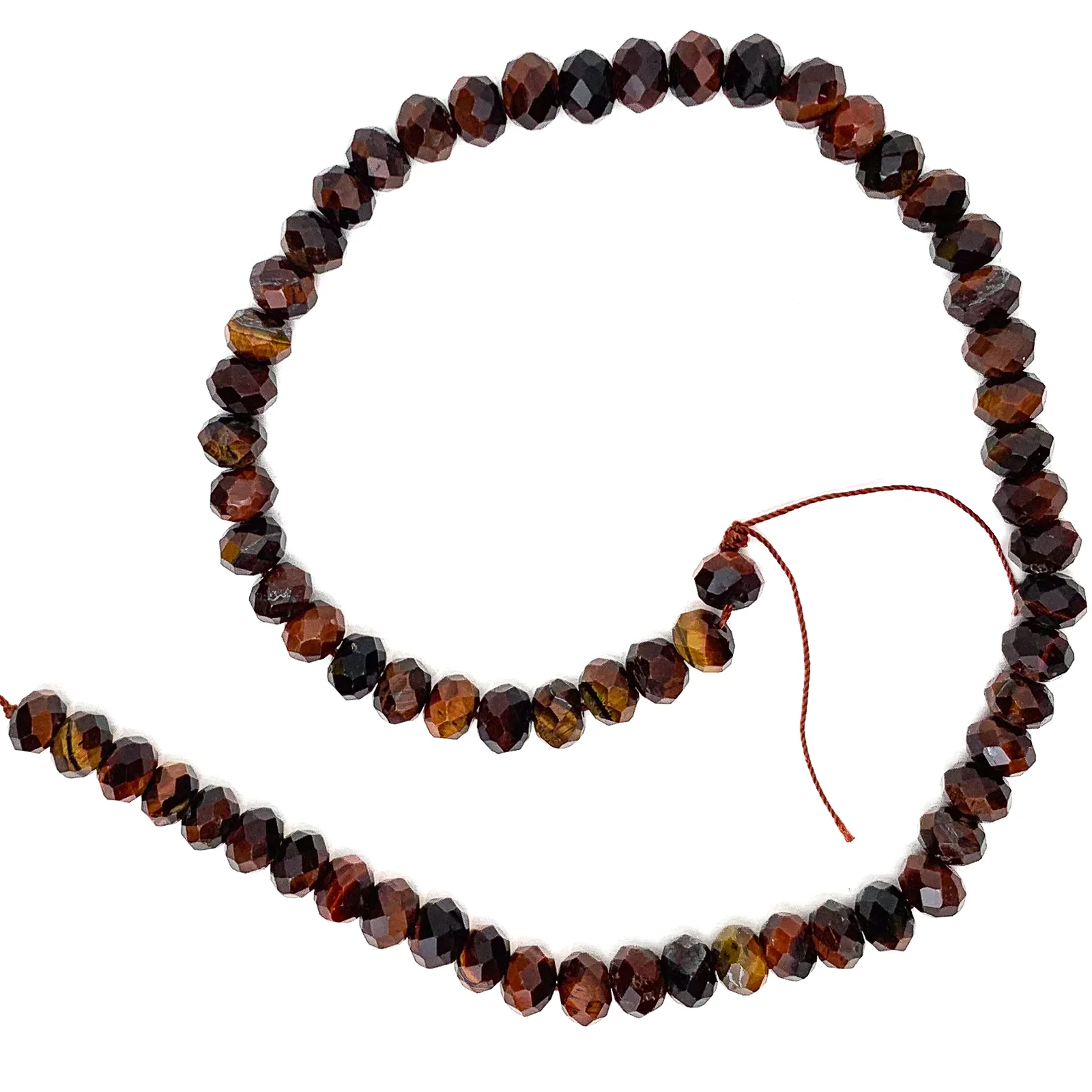 Red Tigers Eyes 8mm Faceted Rondelles Bead Strand - Image 2