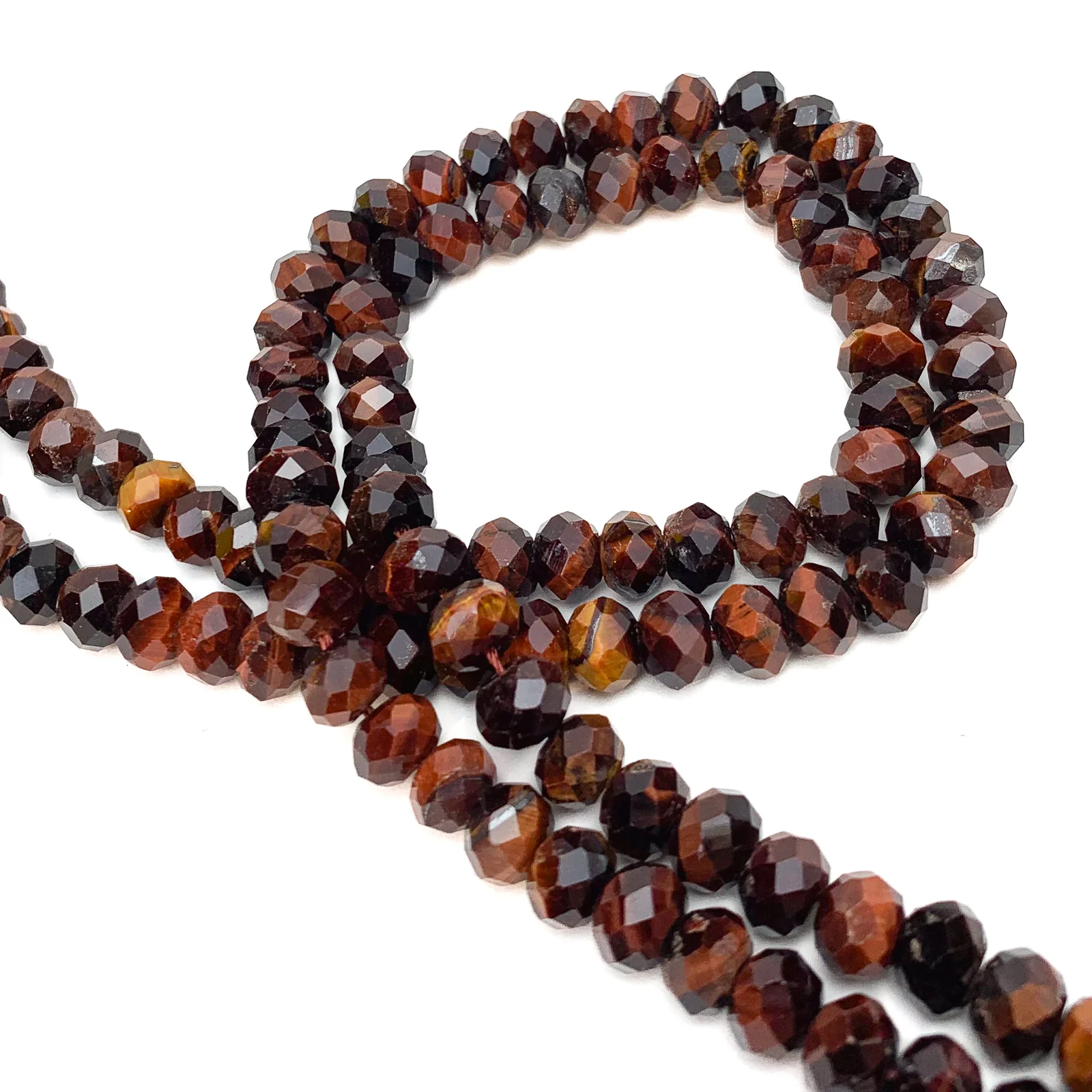 Red Tigers Eyes 8mm Faceted Rondelles Bead Strand - Image 3