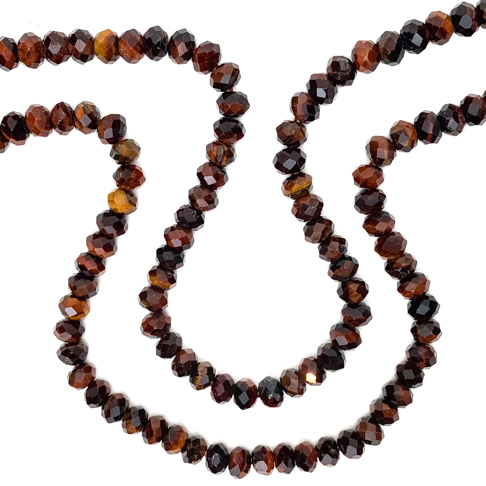 Red Tigers Eyes 8mm Faceted Rondelles Bead Strand - Image 4