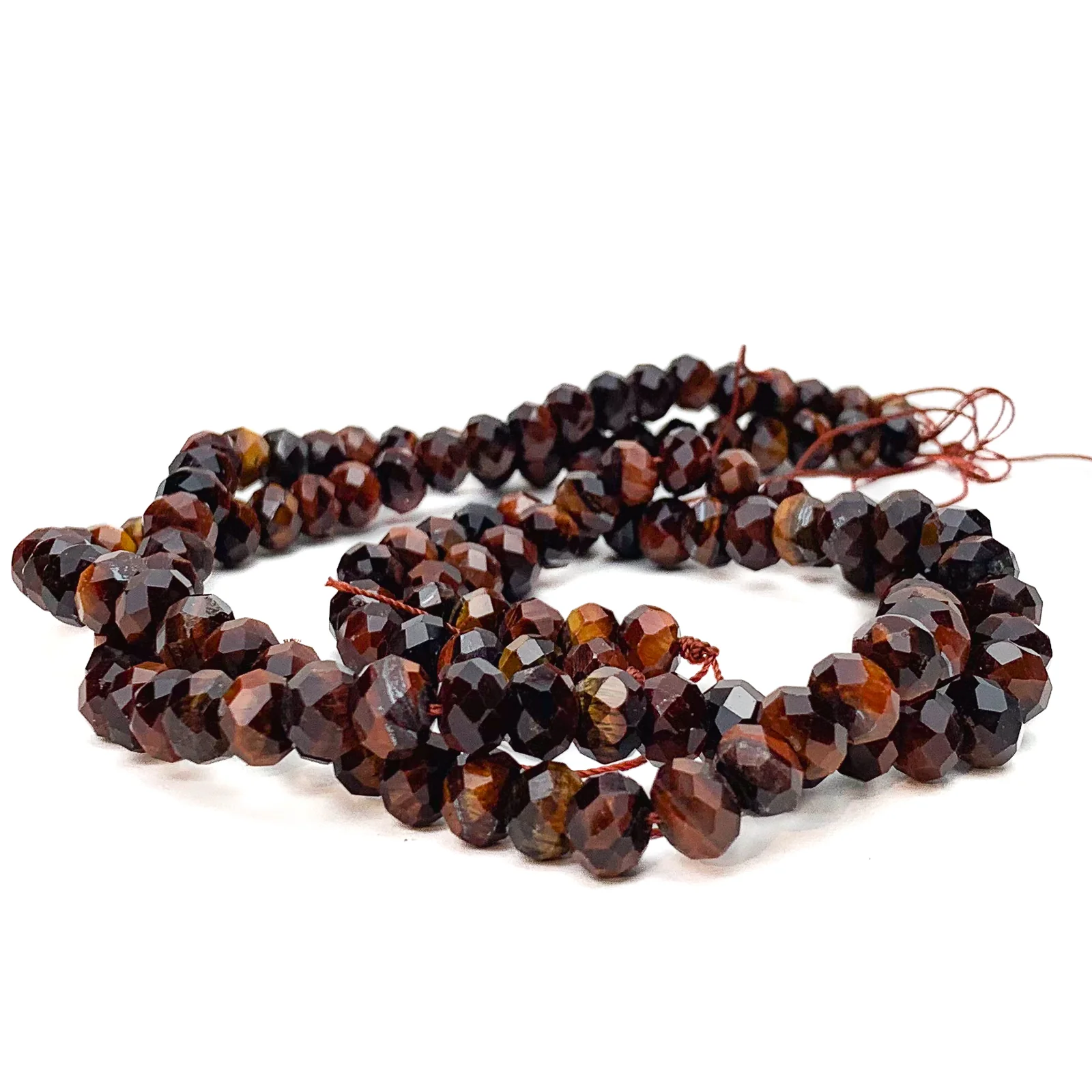 Red Tigers Eyes 8mm Faceted Rondelles Bead Strand - Image 5