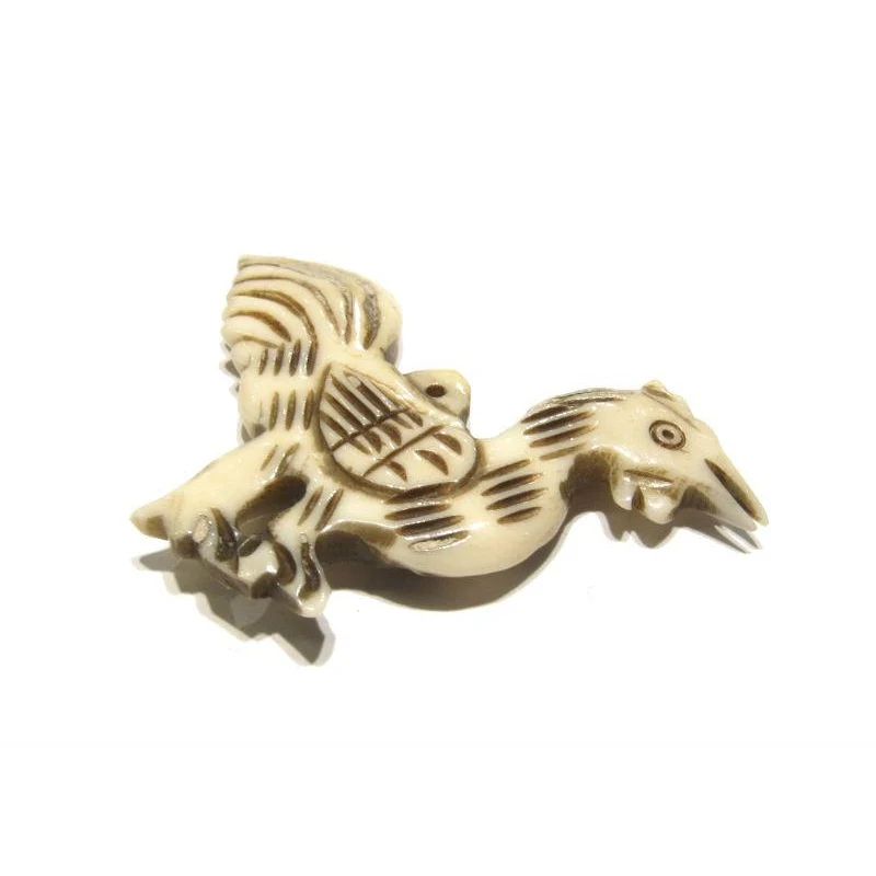 "Reliable" Rooster Hand Carved Cow Bone Pendant - Image 3