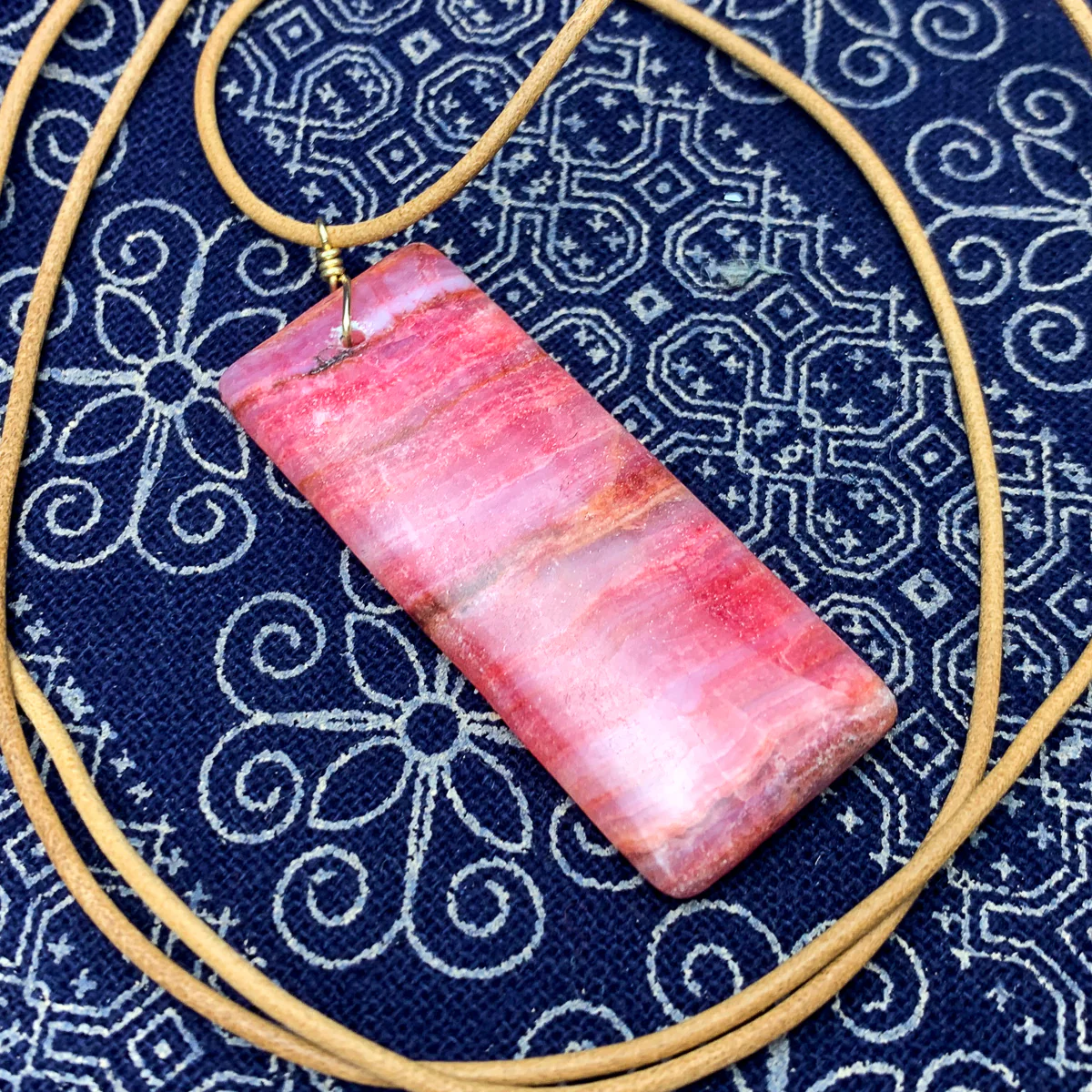 Rhodochrosite Pendant With Gold-Filled Wire-Wrapped Bale - Image 2