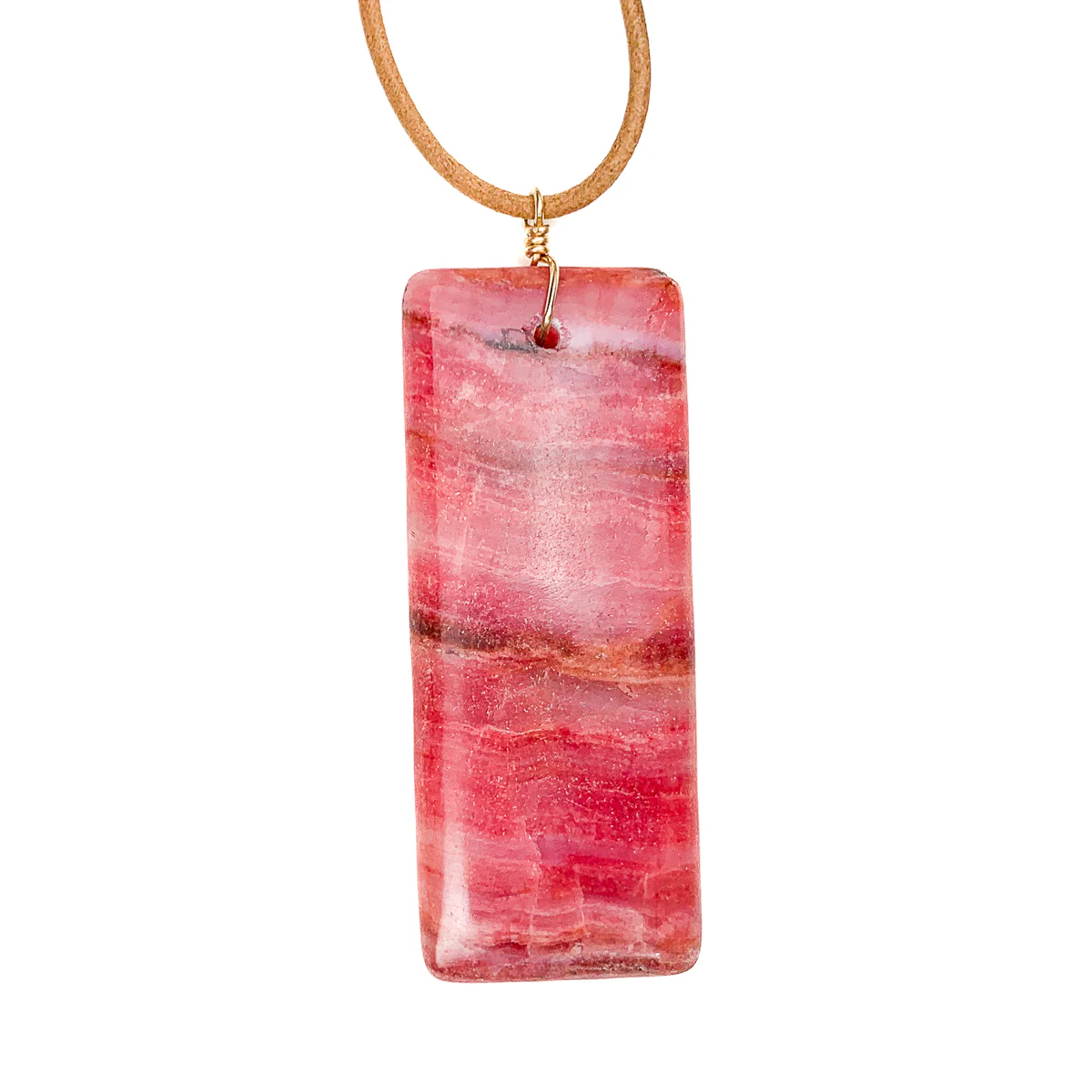Rhodochrosite Pendant With Gold-Filled Wire-Wrapped Bale - Image 3