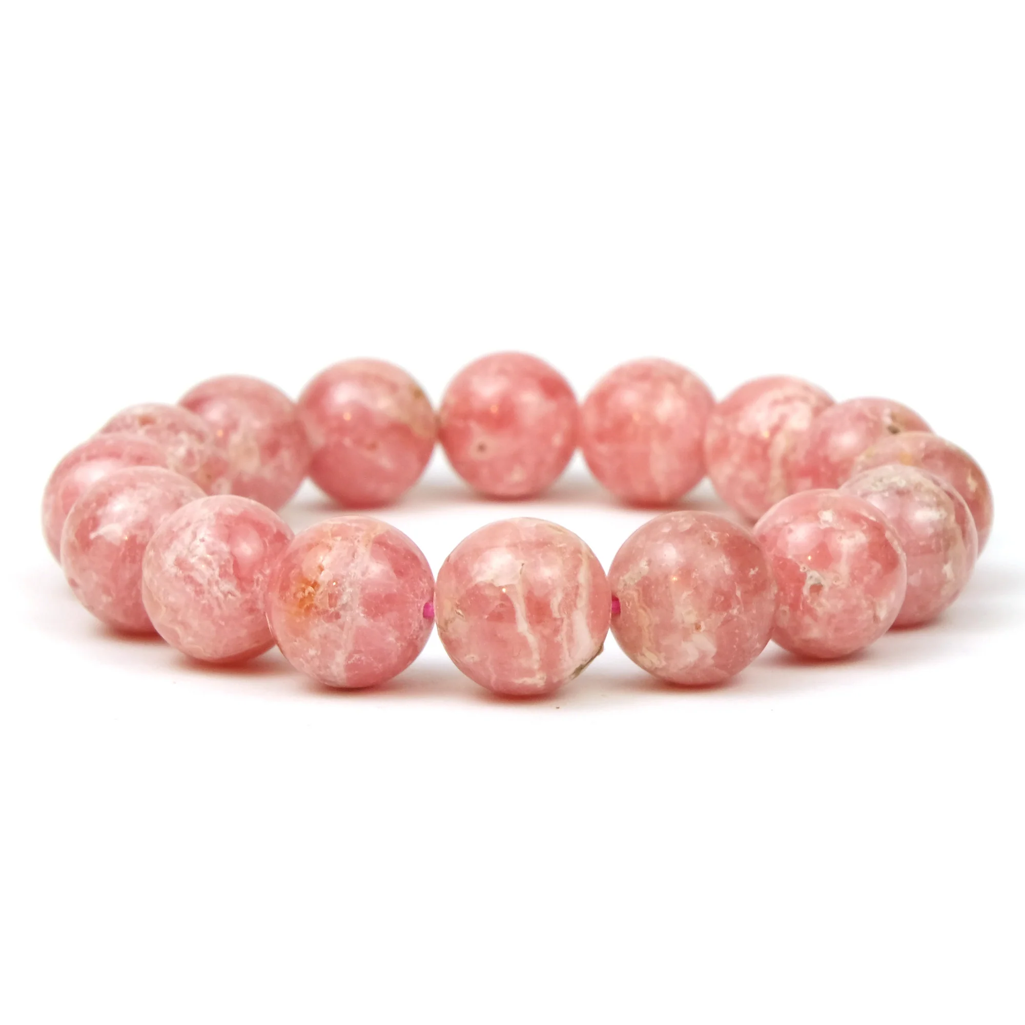 Rhodochrosite Rounds Stretch Bracelet 13mm - Image 2