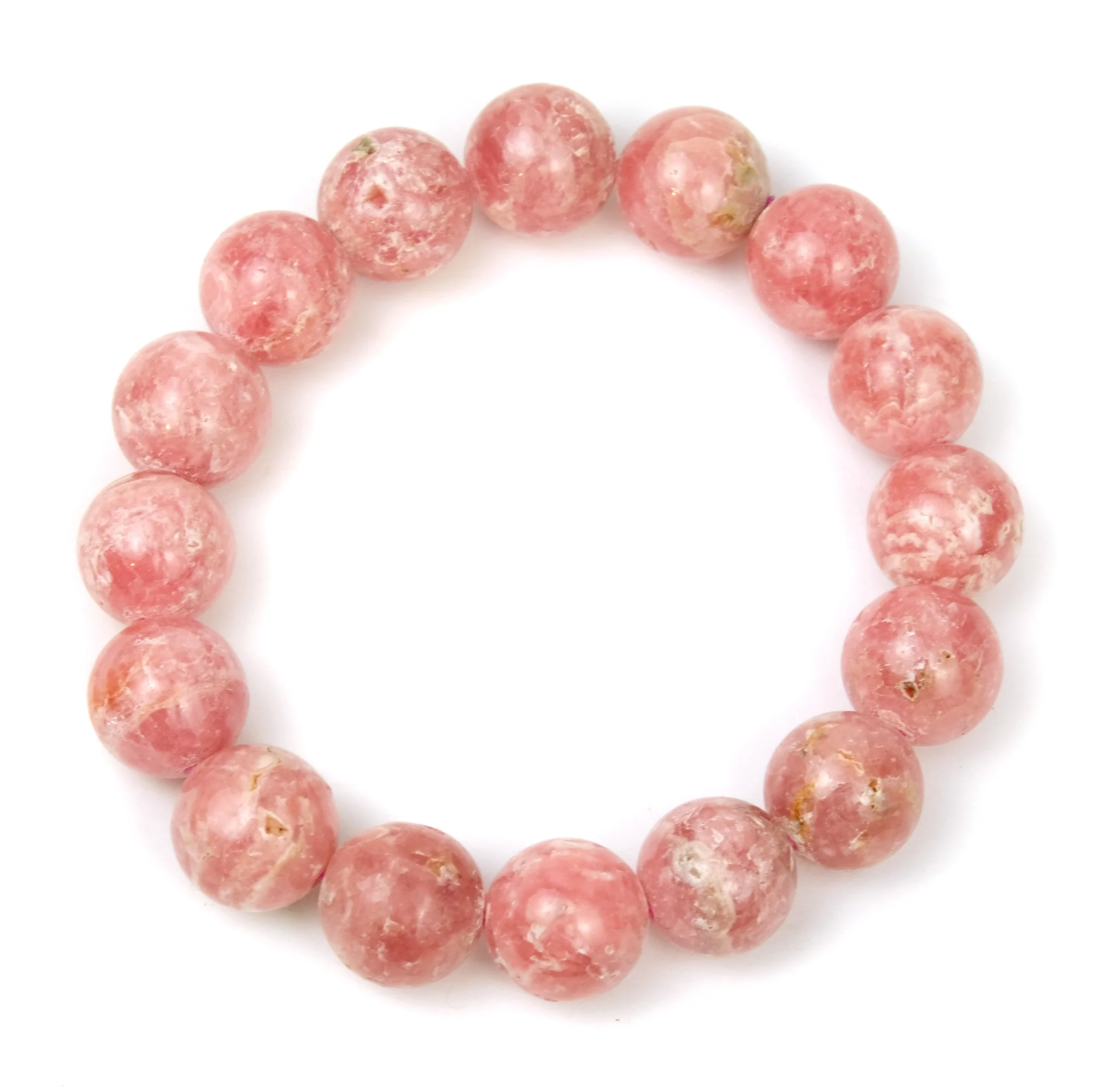 Rhodochrosite Rounds Stretch Bracelet 13mm - Image 3