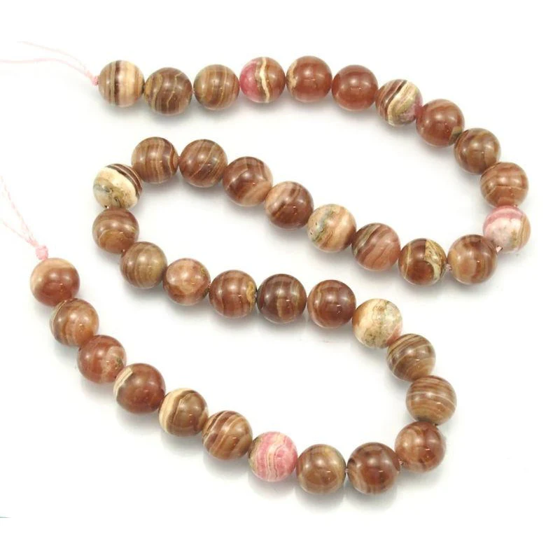 Rhodocrosite Chocolate Smooth Rounds 10mm Strand - Image 3