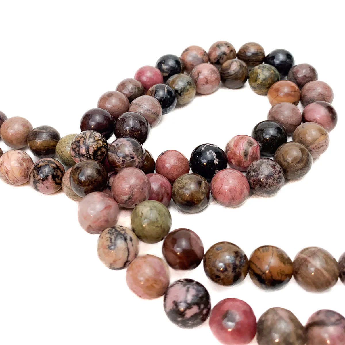 Rhodonite 10mm Smooth Rounds Bead Strand - Image 6