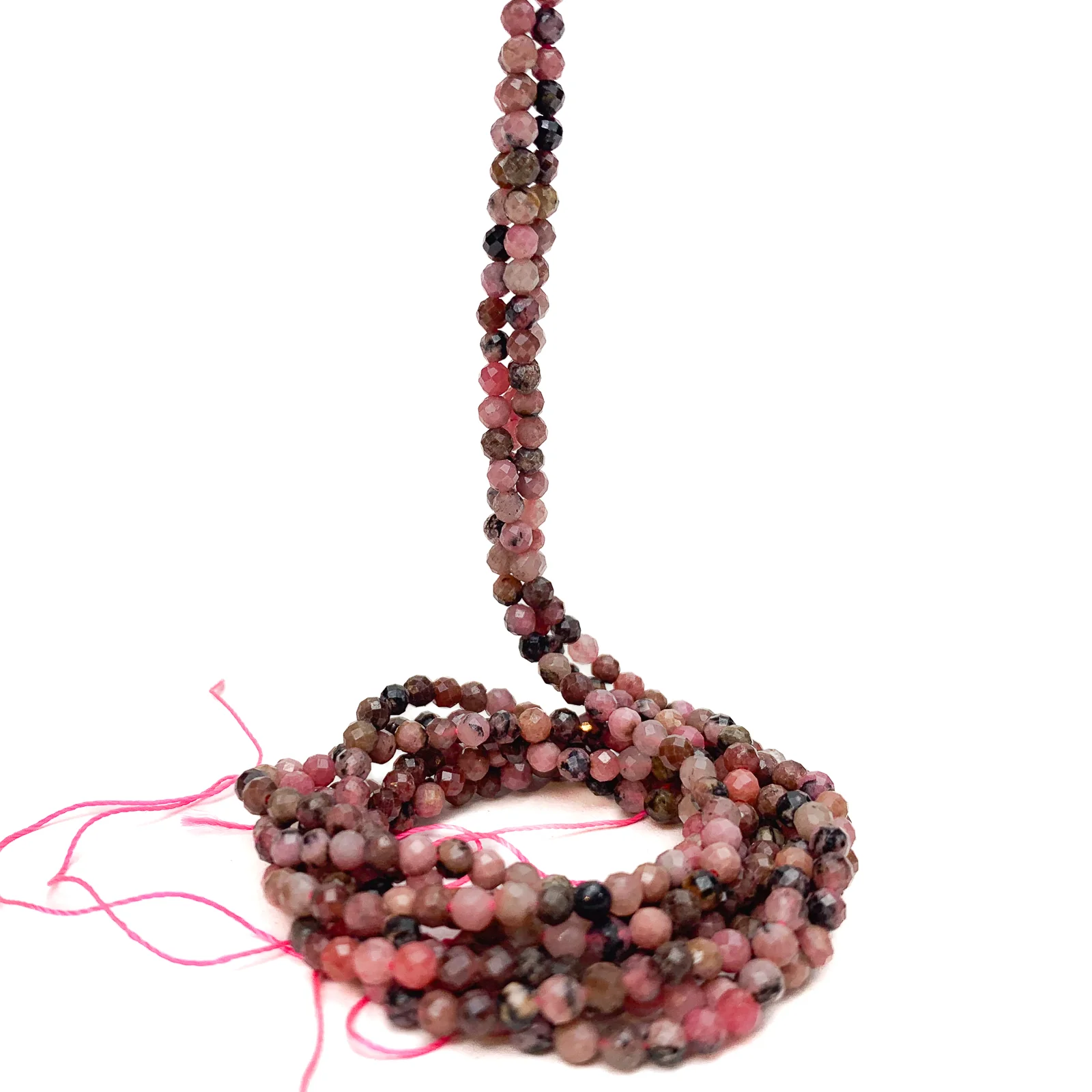Rhodonite 3mm Faceted Rounds Bead Strand - Image 3