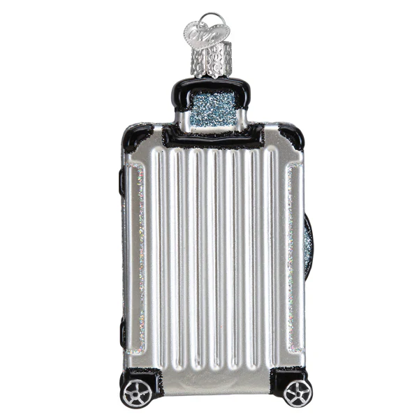 Travelin' Rolling Suitcase Glass Ornament - Image 2