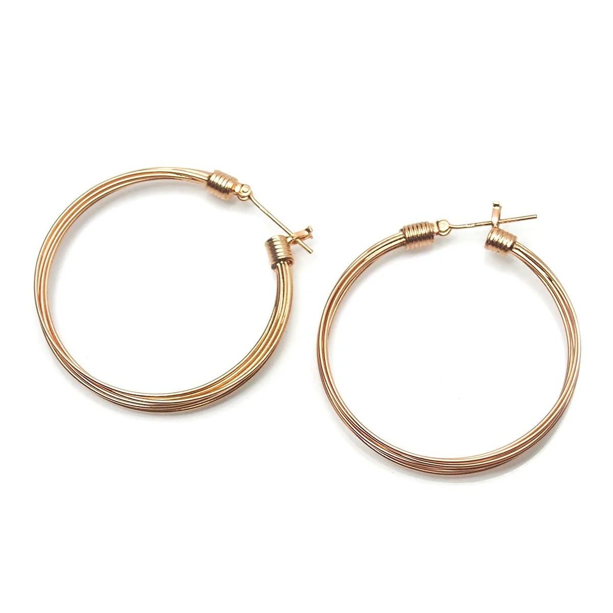 Rose Gold (18K) Multi Strand Hoop Earrings - Image 2