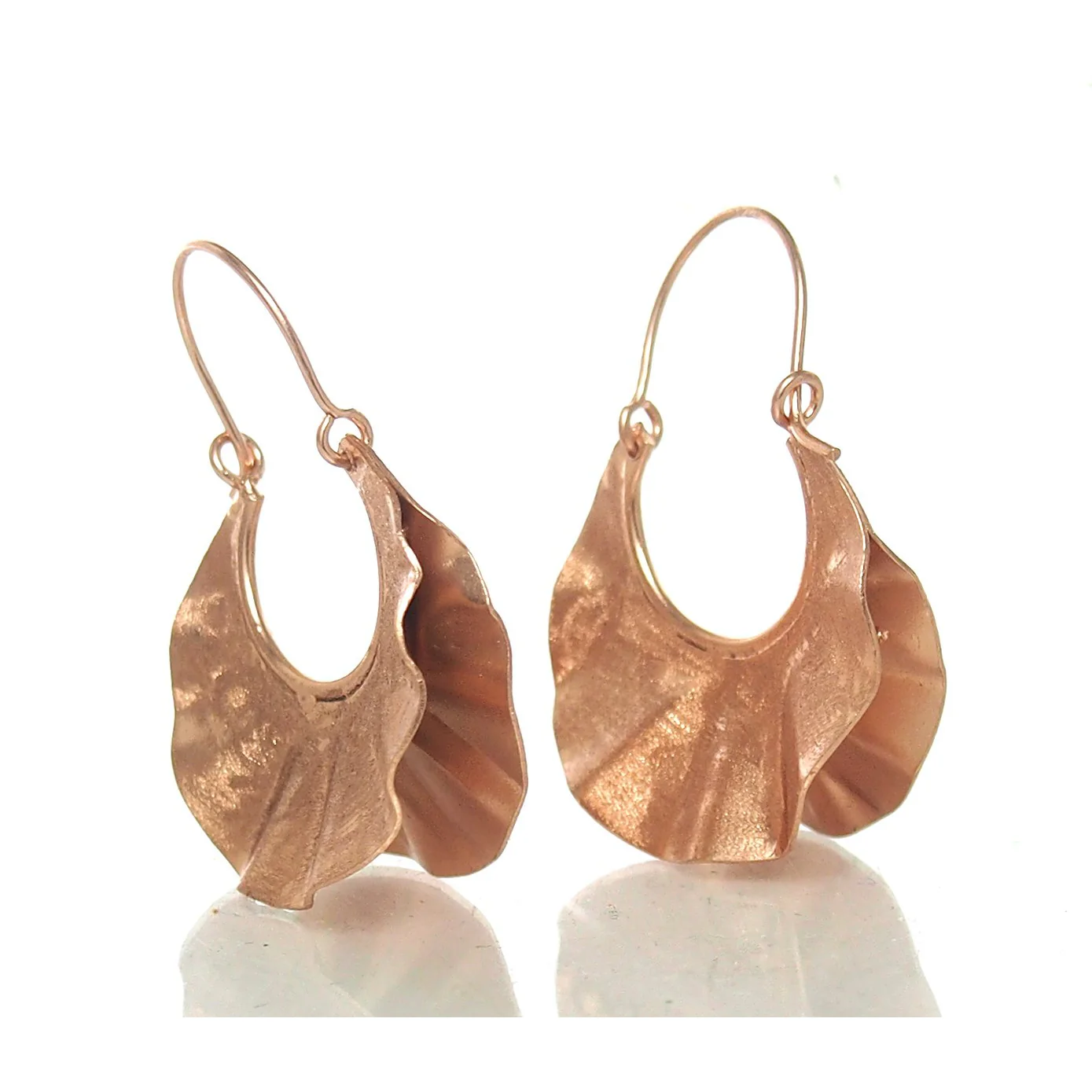 Rose Gold Brushed Crinkled Fulani Style Earrings - Image 2