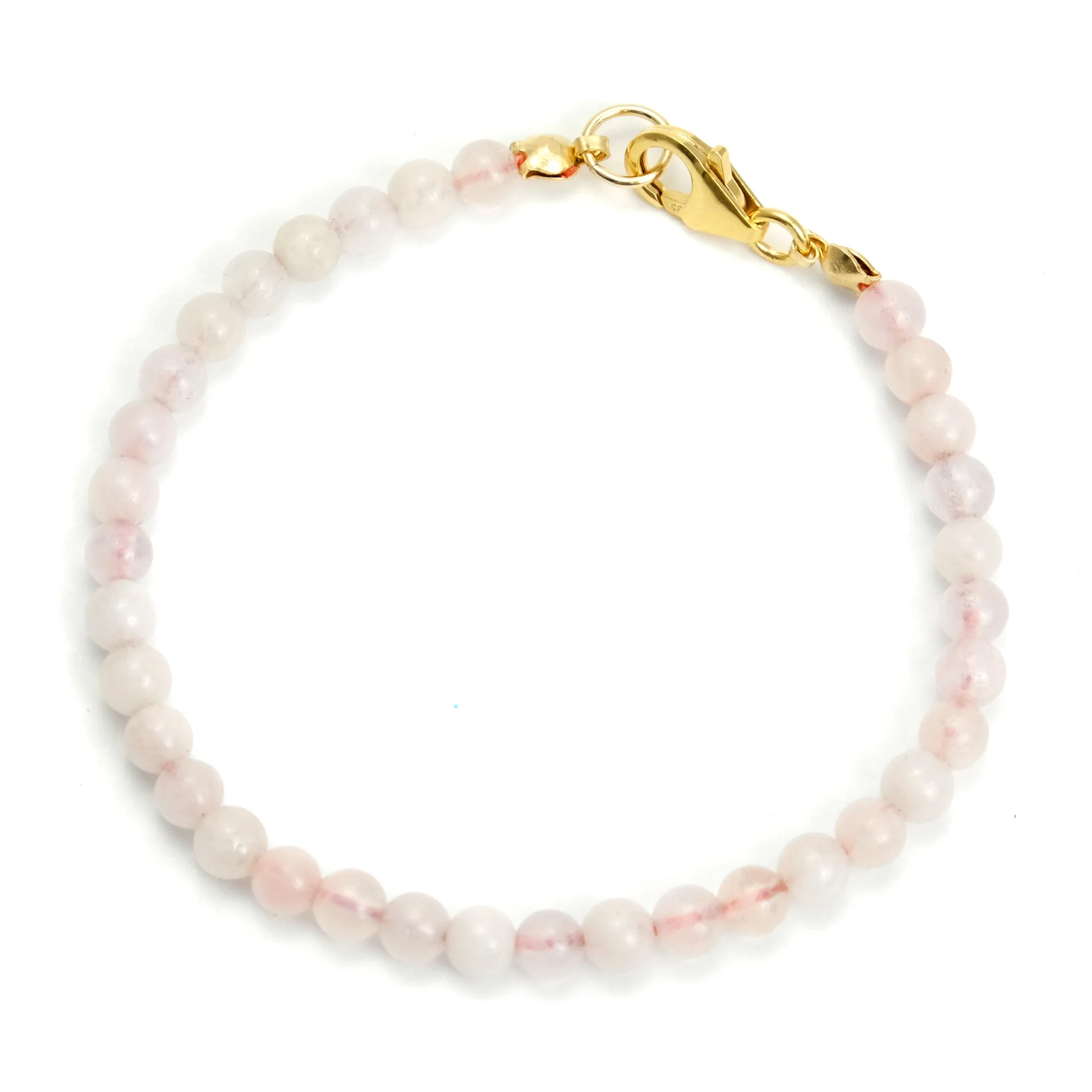 Rose Quartz 4mm Smooth Round Bracelet with Gold Filled Trigger Clasp - Image 2