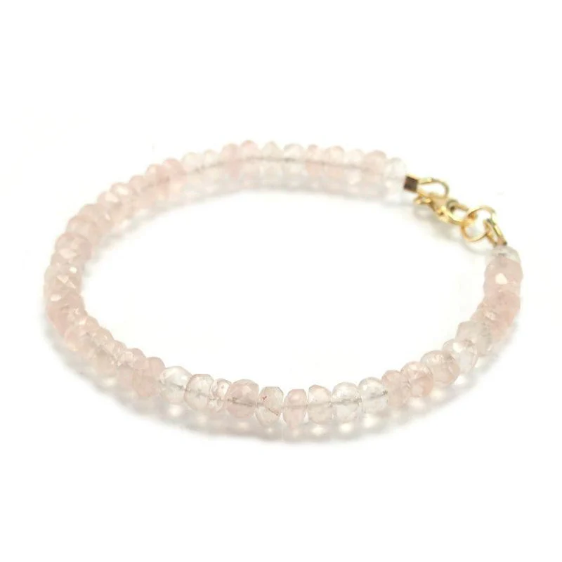 Rose Quartz Faceted Rondelle Bracelet with Gold Filled Trigger Clasp - Image 2
