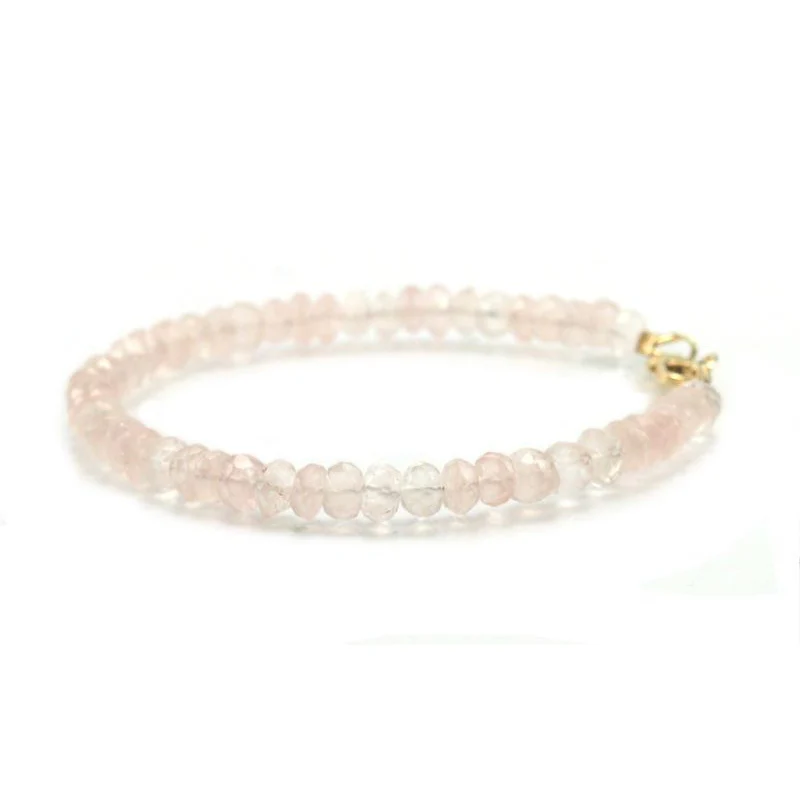 Rose Quartz Faceted Rondelle Bracelet with Gold Filled Trigger Clasp - Image 3