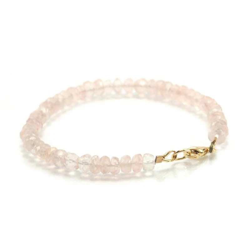 Rose Quartz Faceted Rondelle Bracelet with Gold Filled Trigger Clasp - Image 4
