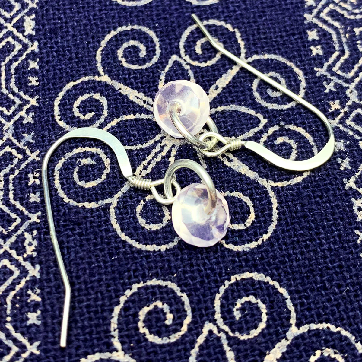 Rose Quartz Earrings With Sterling Silver French Earwires - Image 2