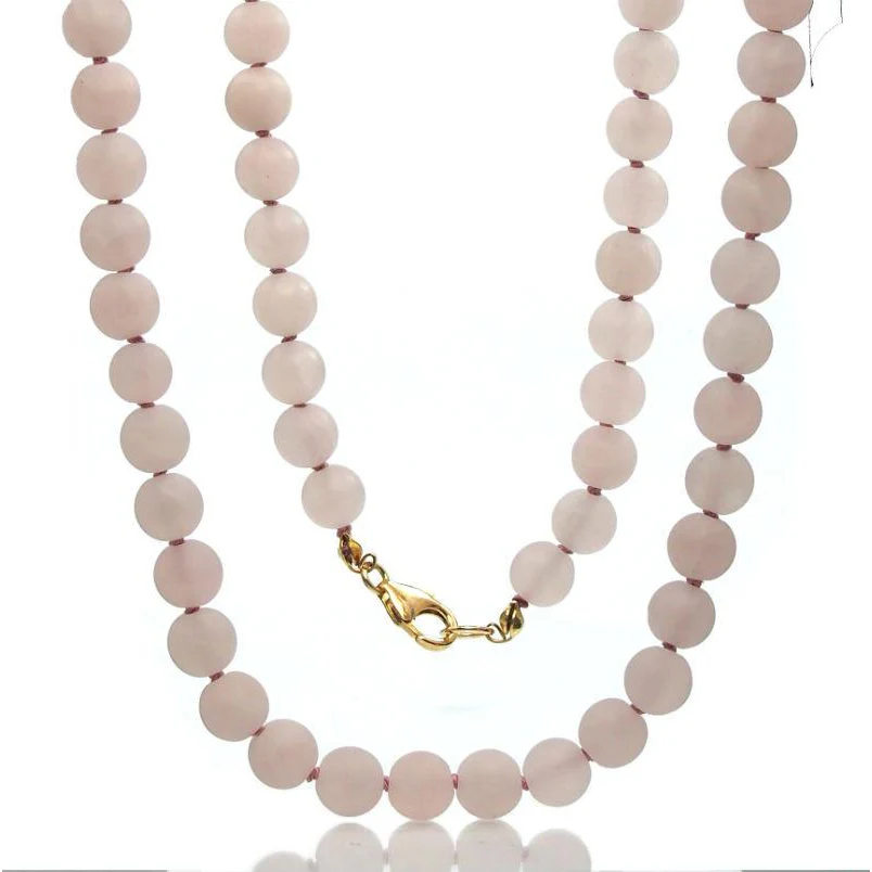 Rose Quartz Matte Necklace with Gold Filled Trigger Clasp - Image 3