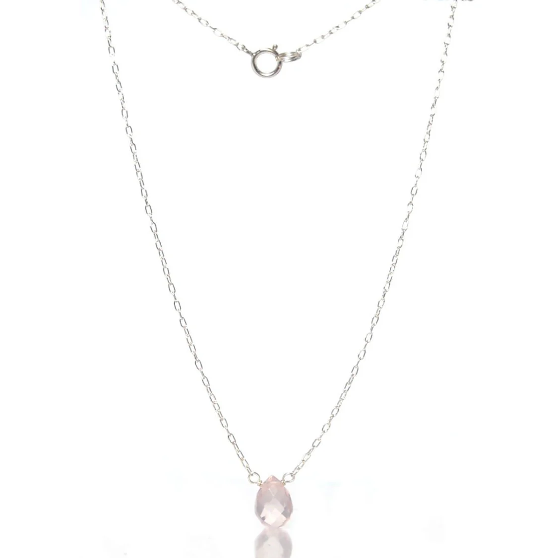 Rose Quartz Necklace with Sterling Silver Spring Clasp - Image 2