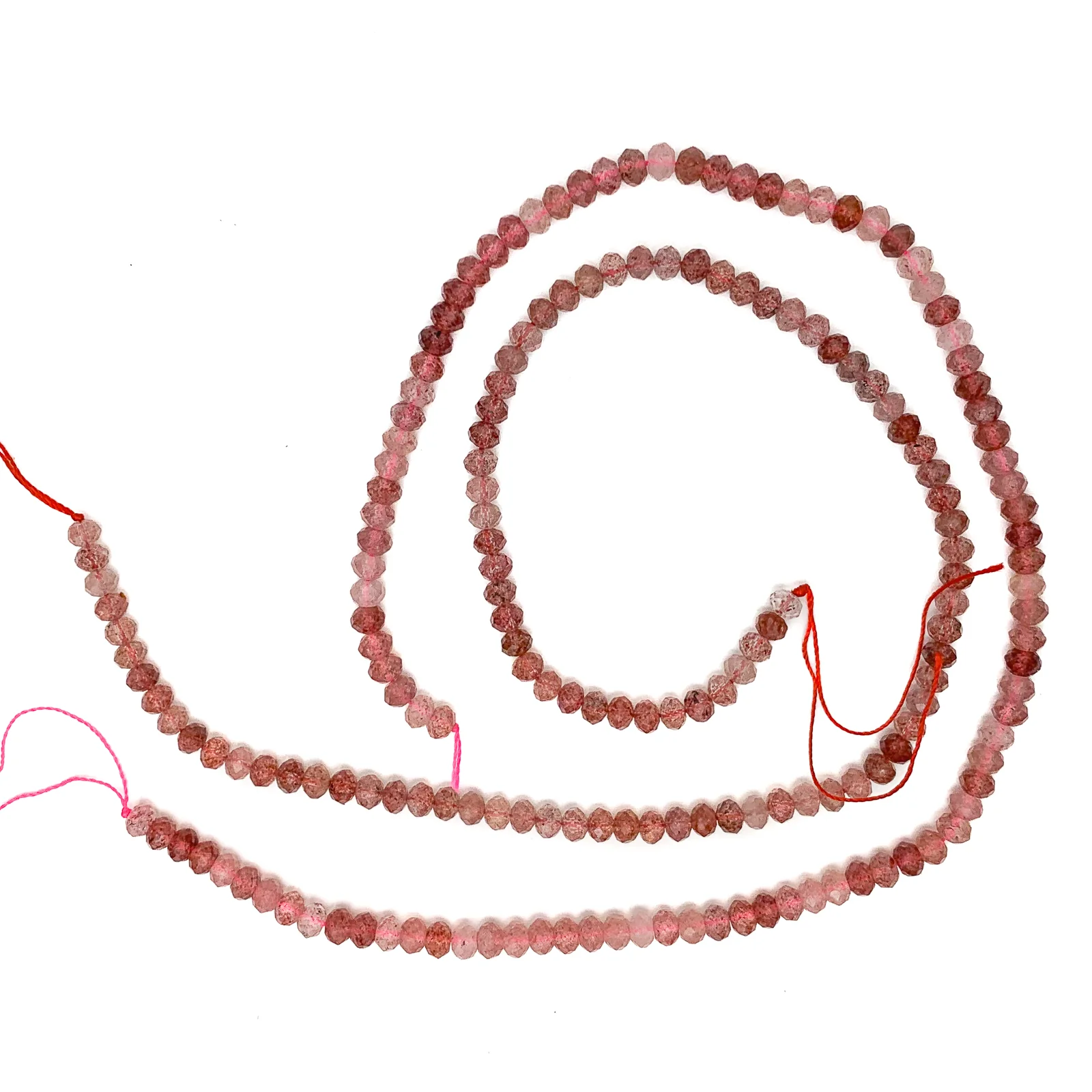 Rose Strawberry Quartz 5.5mm Faceted Rondelles Bead Strand - Image 2