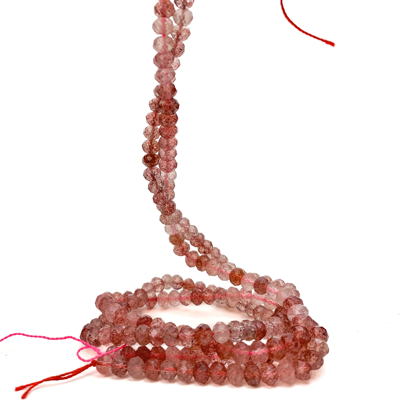 Rose Strawberry Quartz 5.5mm Faceted Rondelles Bead Strand - Image 3