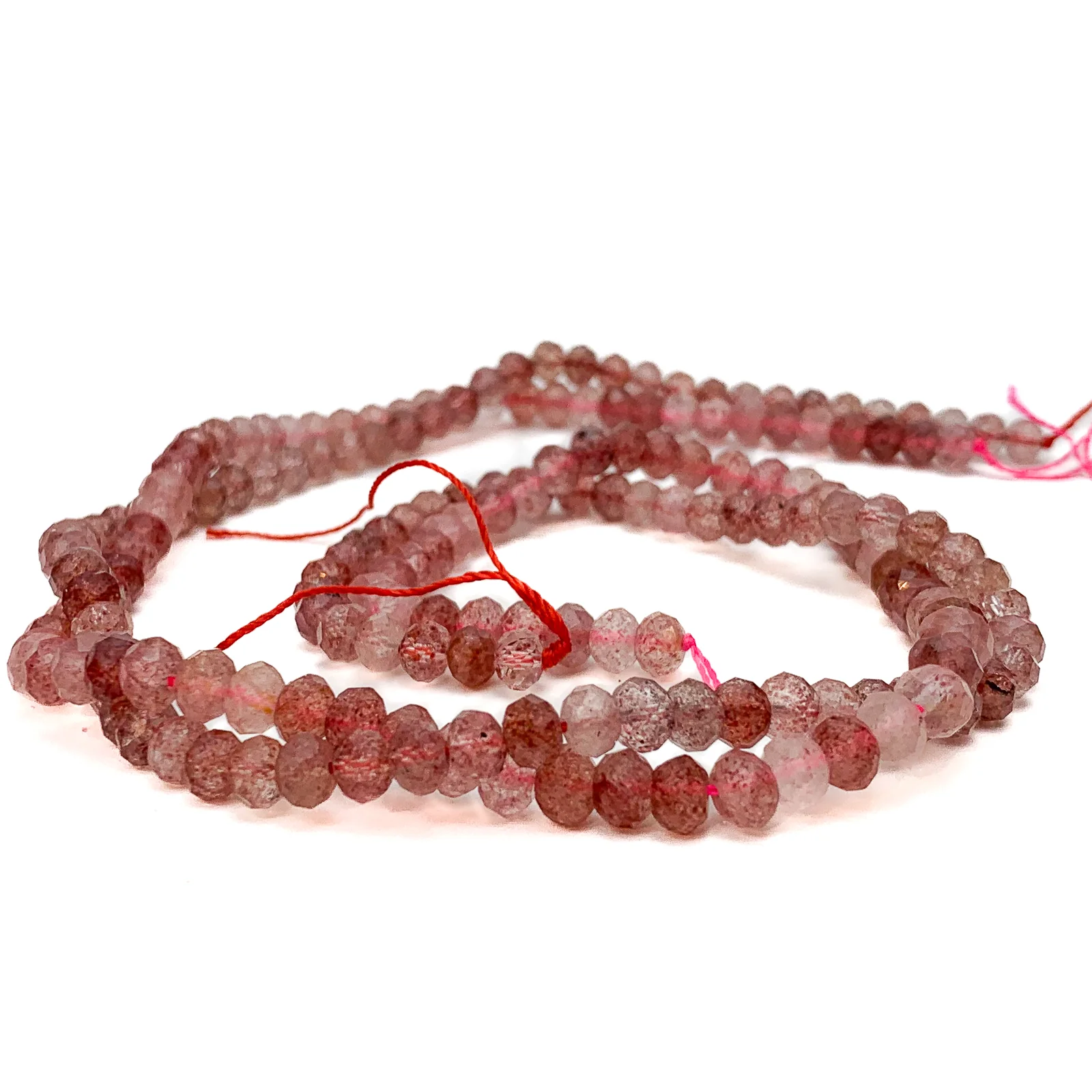 Rose Strawberry Quartz 5.5mm Faceted Rondelles Bead Strand - Image 5