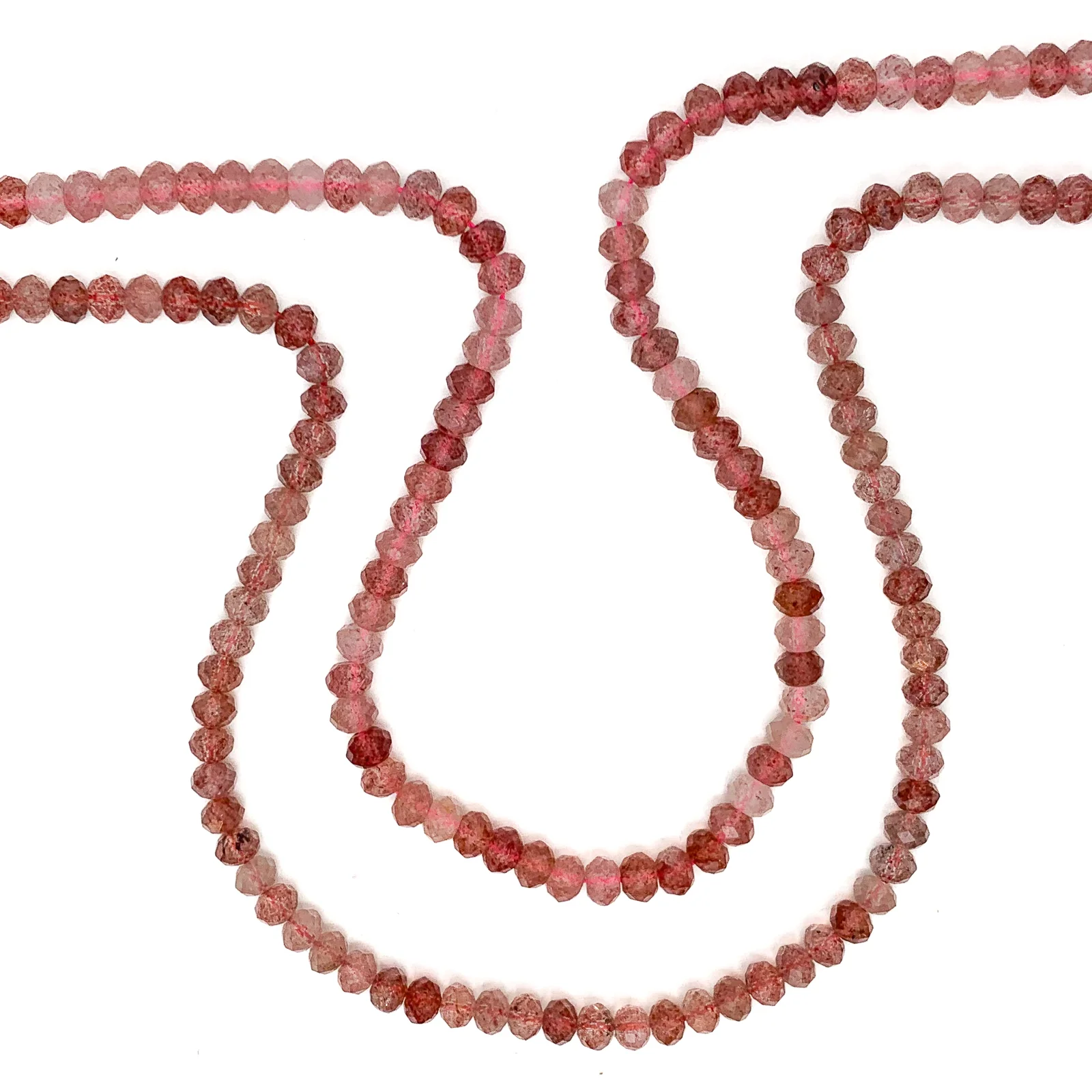Rose Strawberry Quartz 5.5mm Faceted Rondelles Bead Strand - Image 6