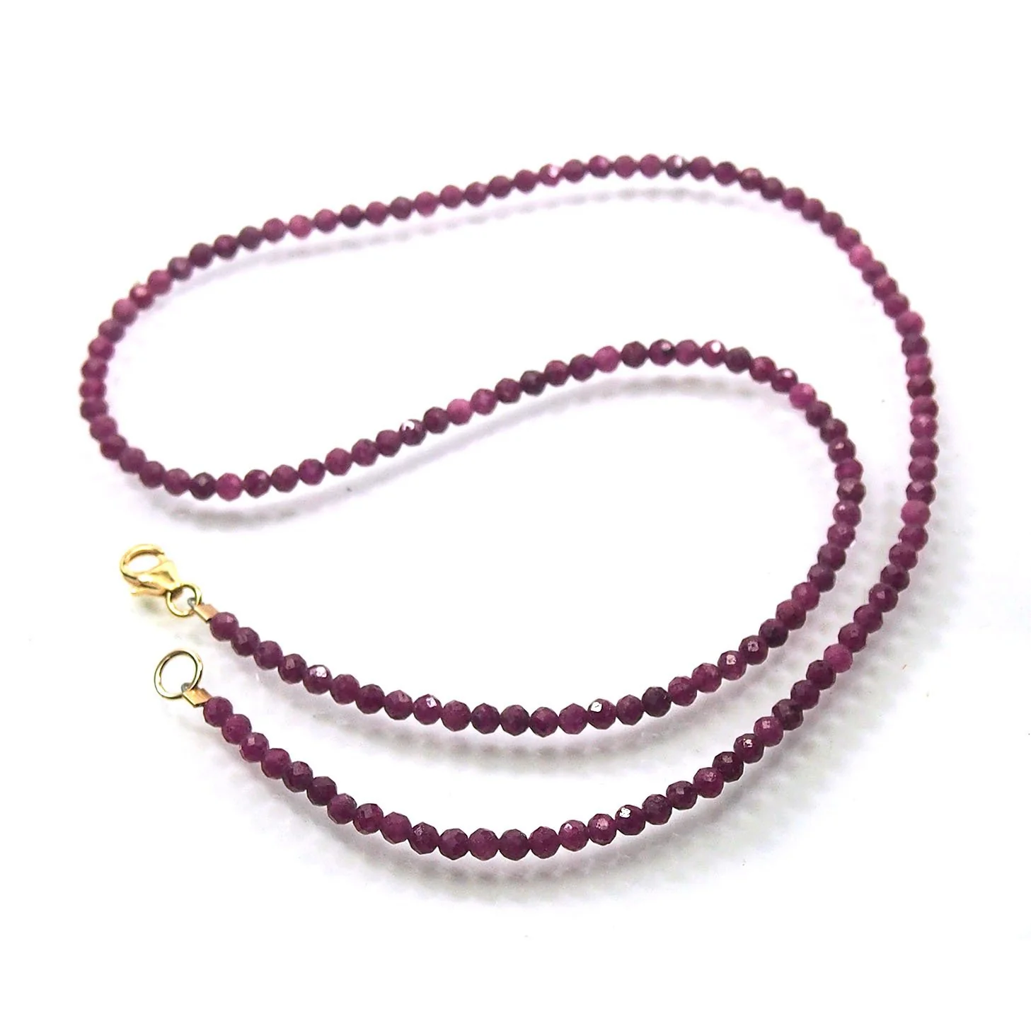 Ruby 3mm Faceted Round Necklace with Gold Filled Trigger Clasp - Image 2
