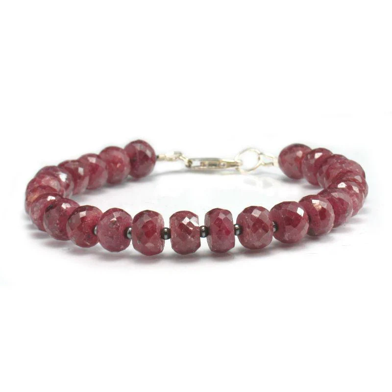 Ruby and Hematite Bracelet w/Sterling Silver Lobster Clasp - Image 3