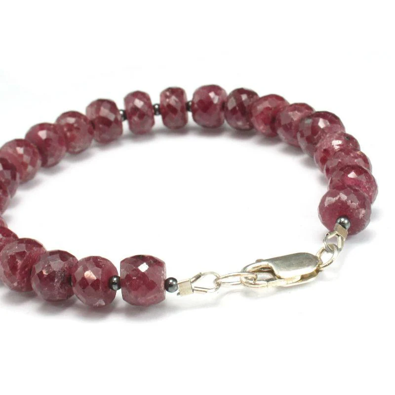 Ruby and Hematite Bracelet w/Sterling Silver Lobster Clasp - Image 4
