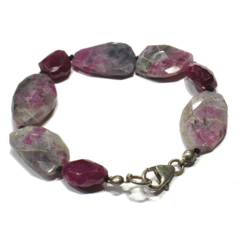 Ruby and Ruby-Zoisite Knotted Bracelet with Sterling Silver Trigger Clasp - Image 2