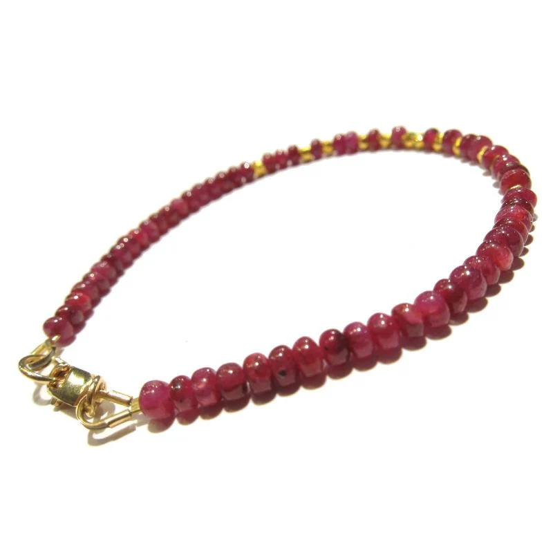 Ruby Bracelet with Faceted Gold Plated Beads and Gold Filled Lobster Claw Clasp - Image 4