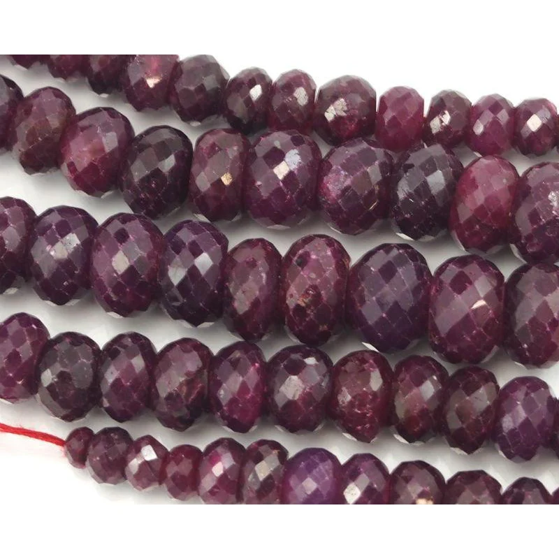 Ruby Faceted Rondelle Graduated Strand - Image 4