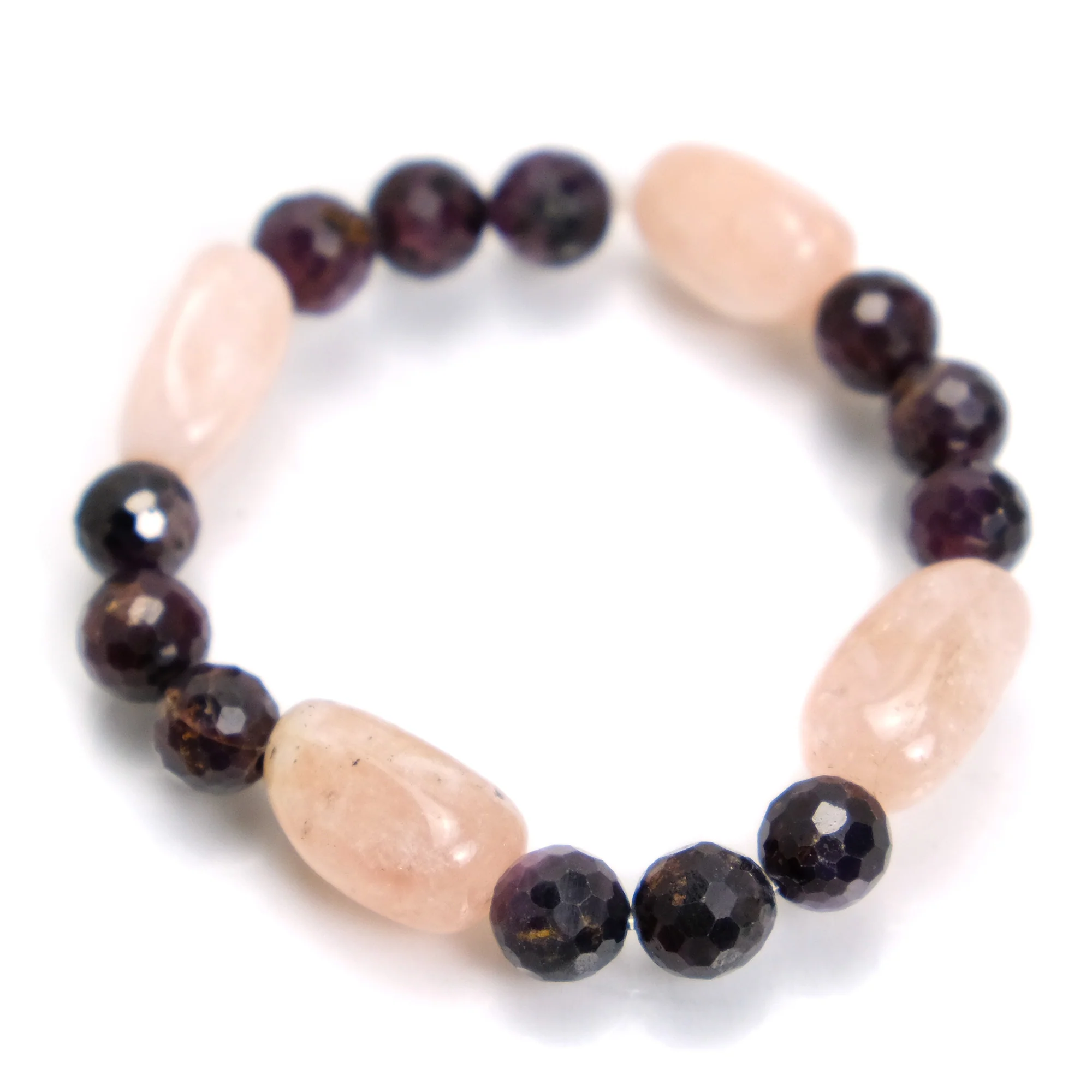Ruby + Morganite Stretch Bracelet on Elastic Cord - Image 2