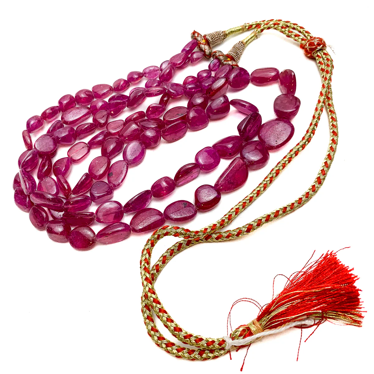Ruby Smooth Graduated Nugget Double Strand Necklace - Image 2