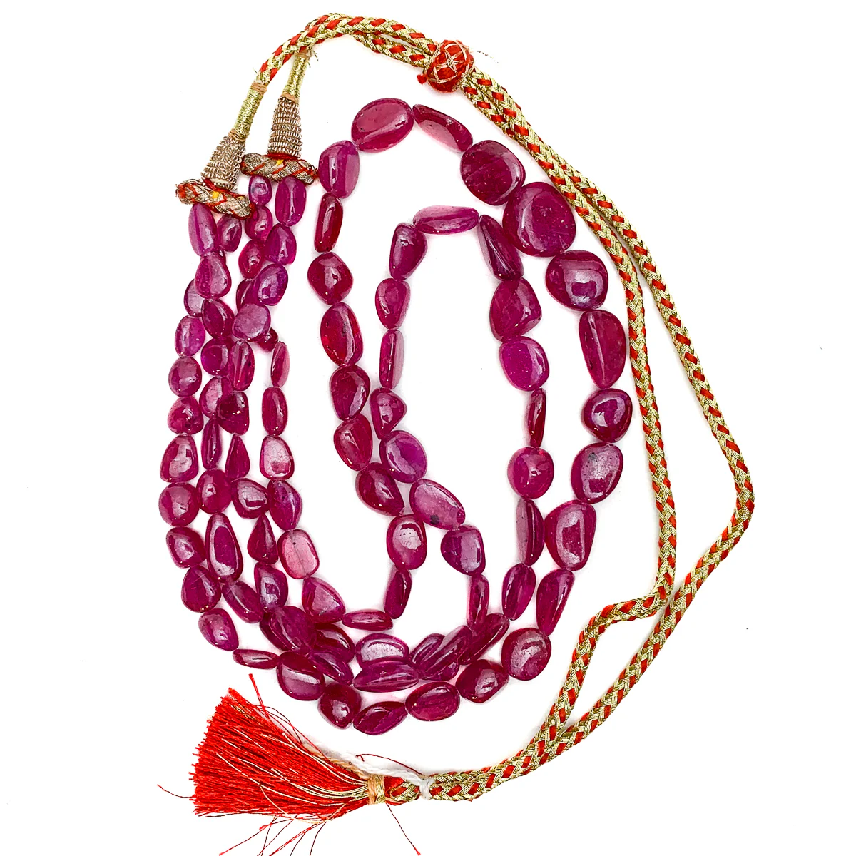 Ruby Smooth Graduated Nugget Double Strand Necklace - Image 3