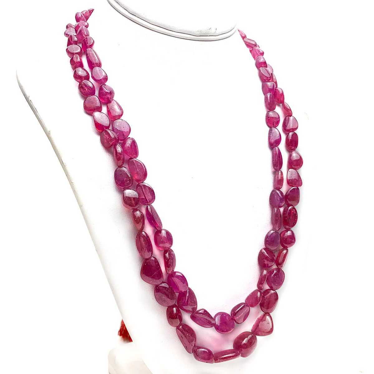 Ruby Smooth Graduated Nugget Double Strand Necklace - Image 5