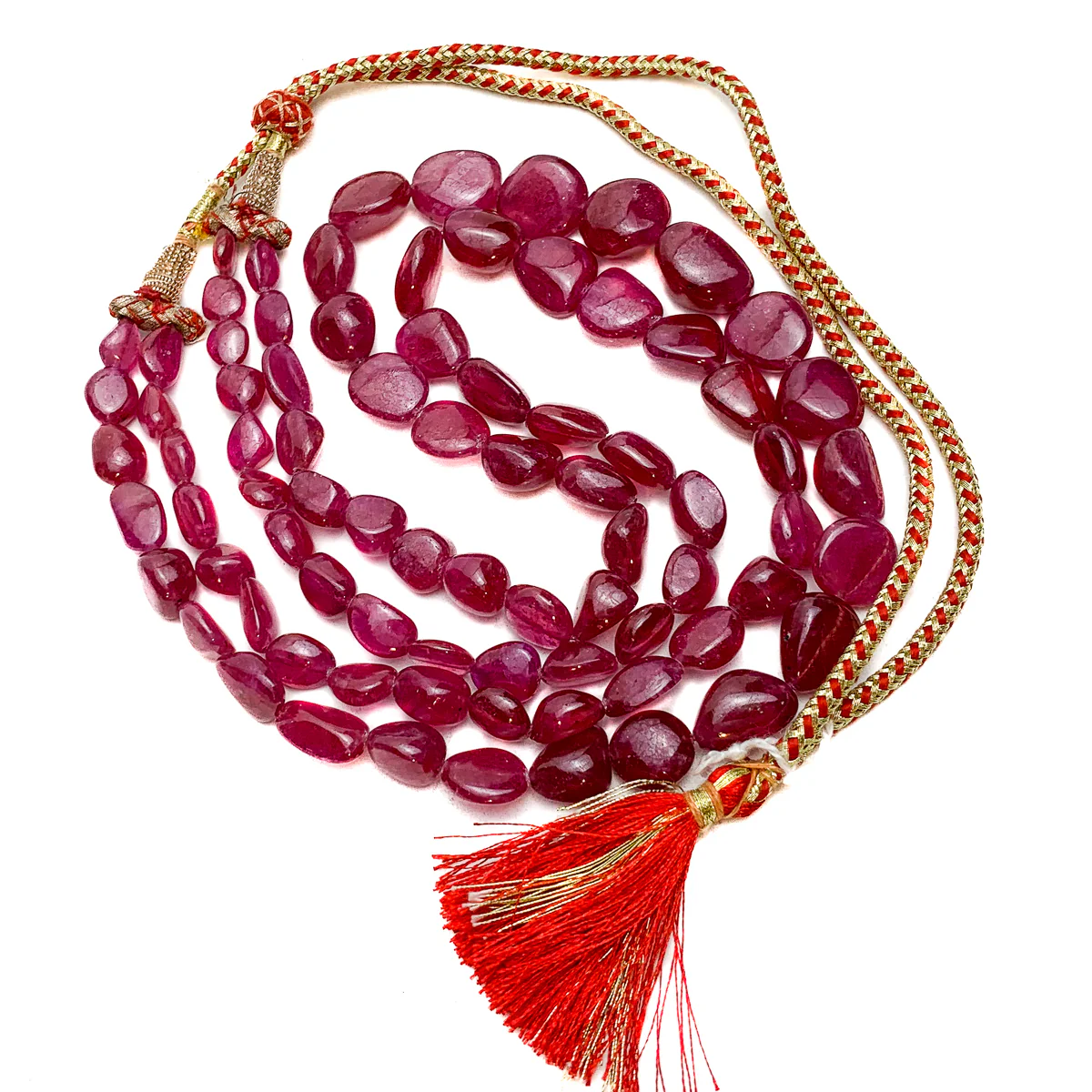 Ruby Smooth Graduated Nugget Double Strand Necklace - Image 2