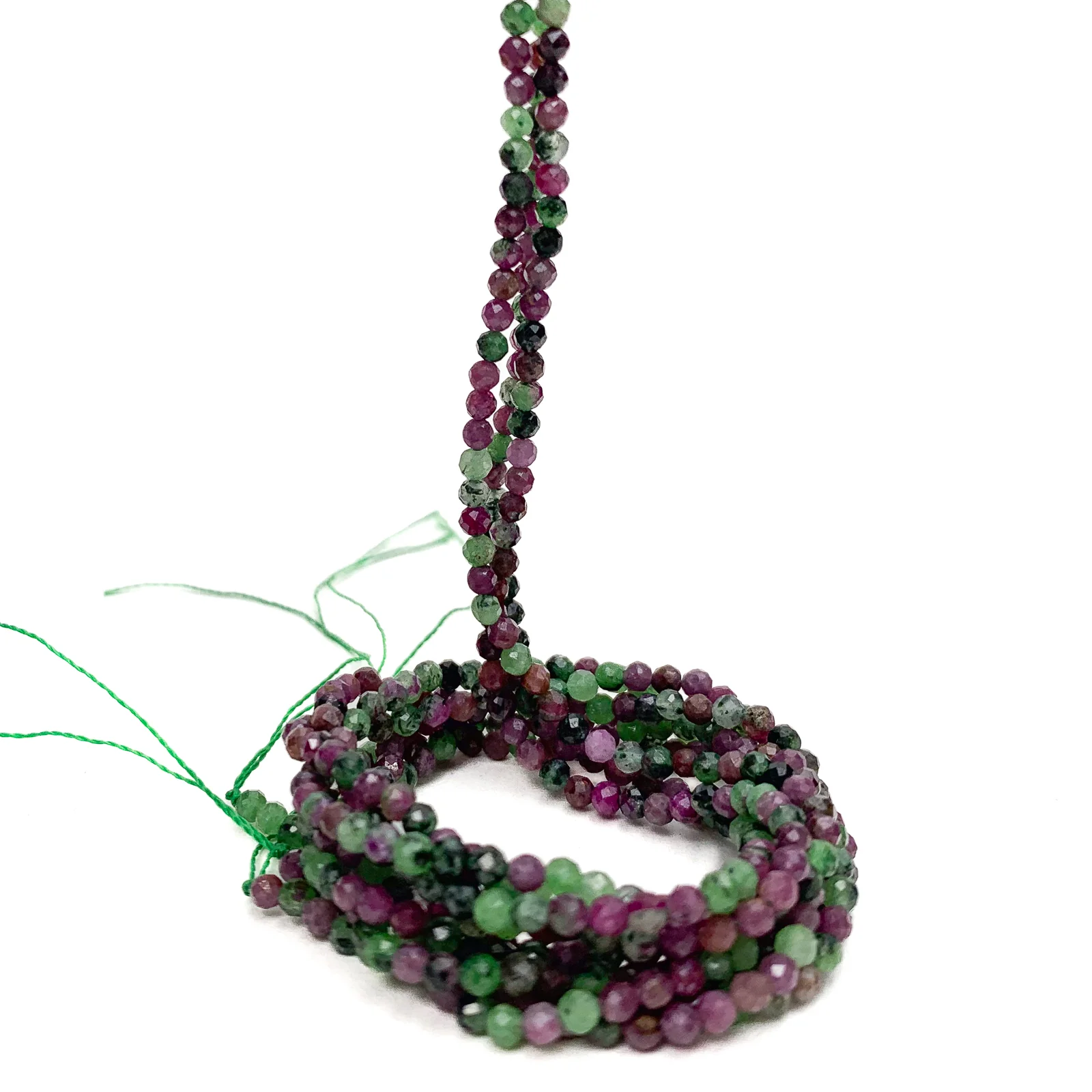 Ruby Zoisite 2.5mm Variegated Faceted Rounds Bead Strand - Image 3