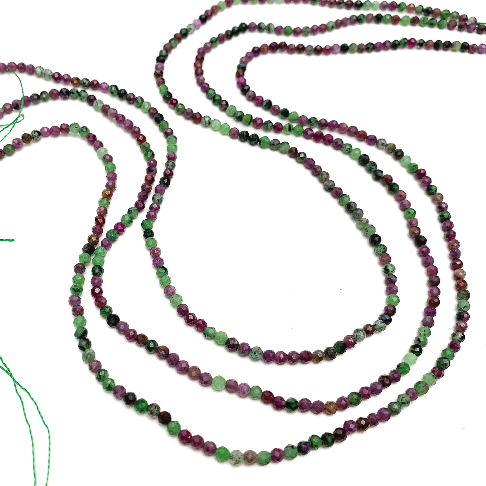 Ruby Zoisite 2.5mm Variegated Faceted Rounds Bead Strand - Image 5