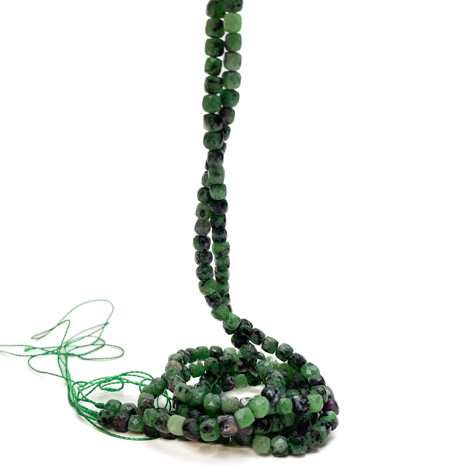 Ruby Zoisite 4mm Faceted Cubes Bead Strand - Image 3