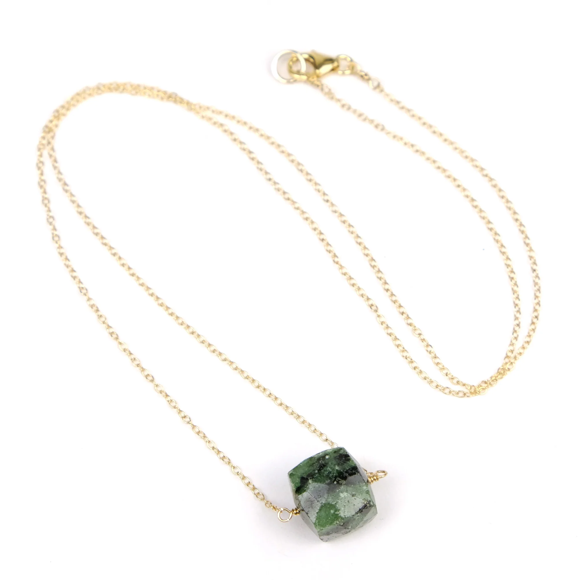 Ruby Zoisite Necklace On Gold Filled Chain With Gold Filled Lobster Clasp - Image 2