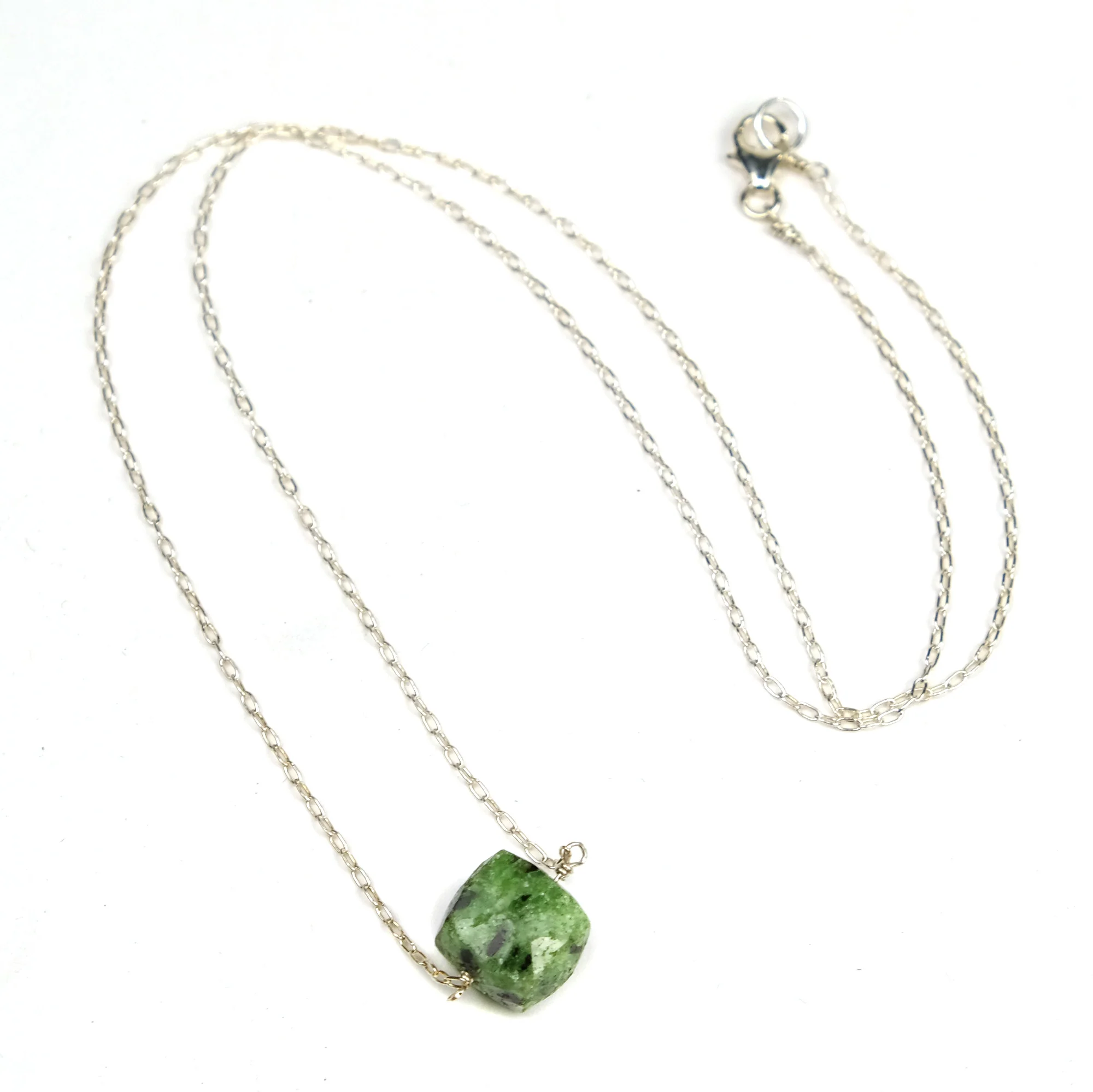 Ruby-Zoisite Necklace On Sterling Silver Chain With Sterling Silver Lobster Clasp - Image 2