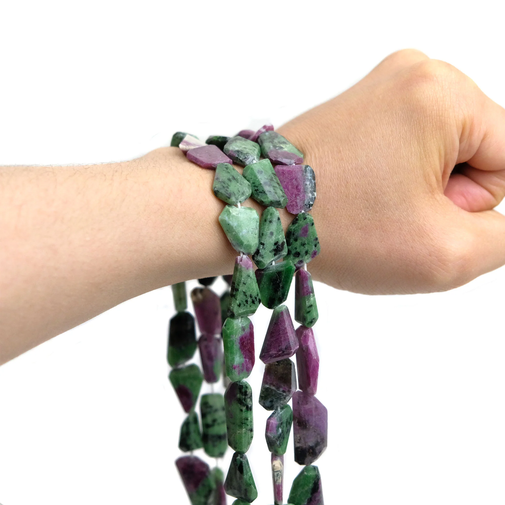 Ruby Zoisite Fine Faceted Nuggets Strand - Image 2