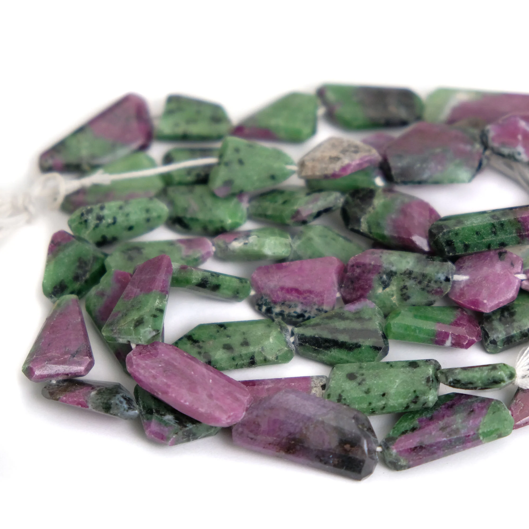 Ruby Zoisite Fine Faceted Nuggets Strand - Image 3