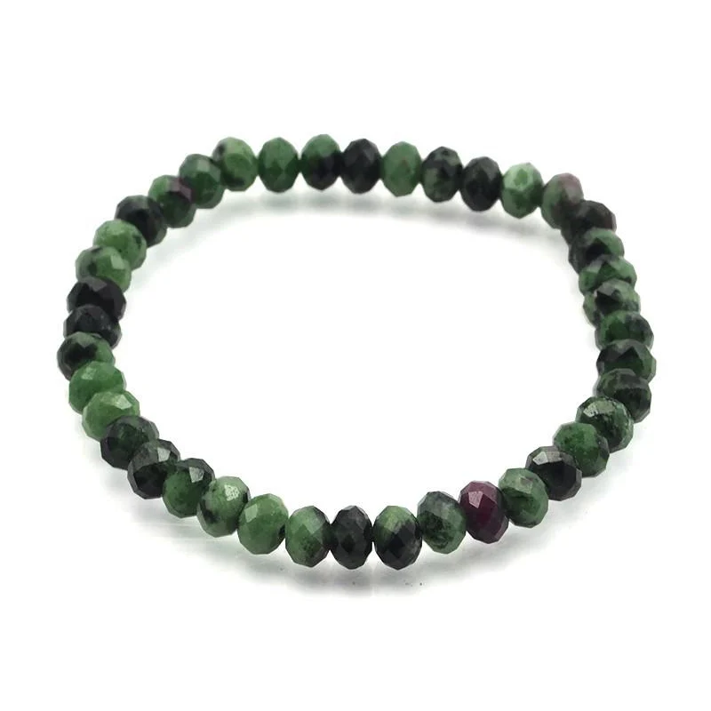Ruby Zoisite Faceted Rondelles Stretch Bracelet 6mm - Image 2