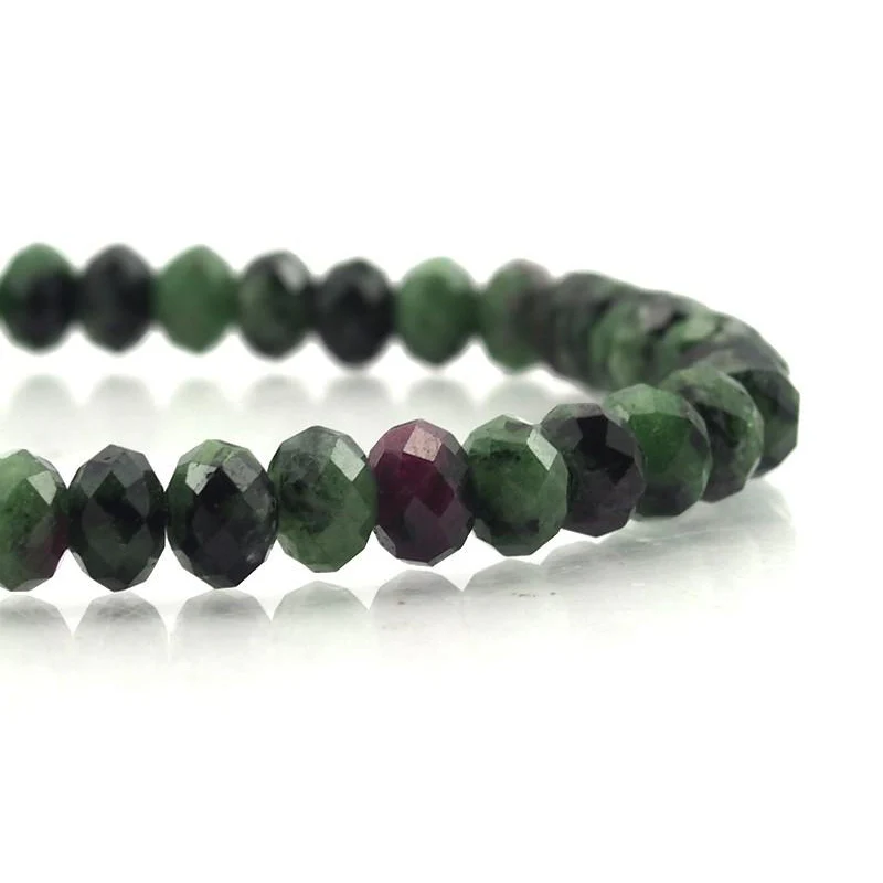 Ruby Zoisite Faceted Rondelles Stretch Bracelet 6mm - Image 3
